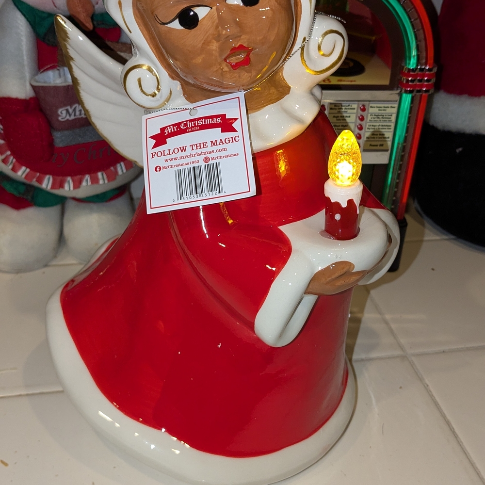 Red Angel Figurine with Candle